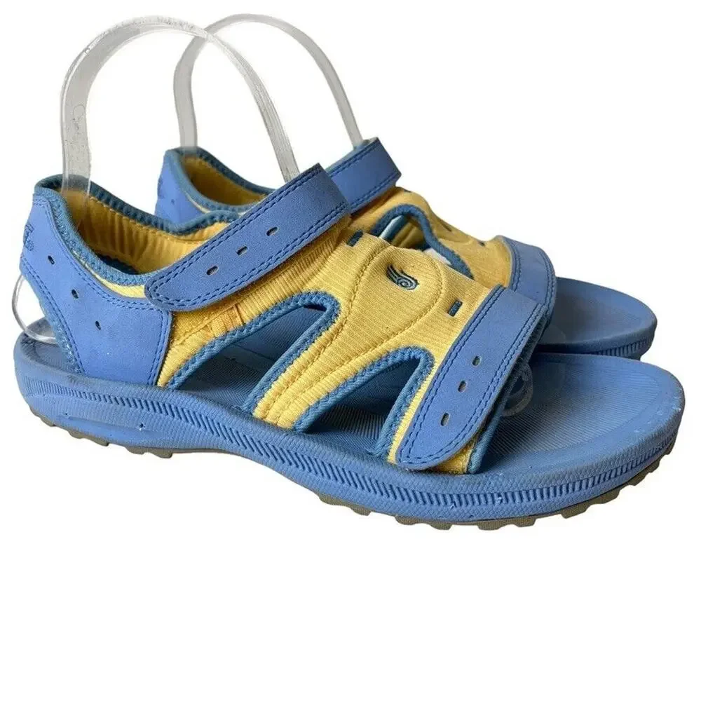 Teva Girls Kids Psyclone Blue & Yellow Sporty Ankle Strap Sandals Flats Shoes 6